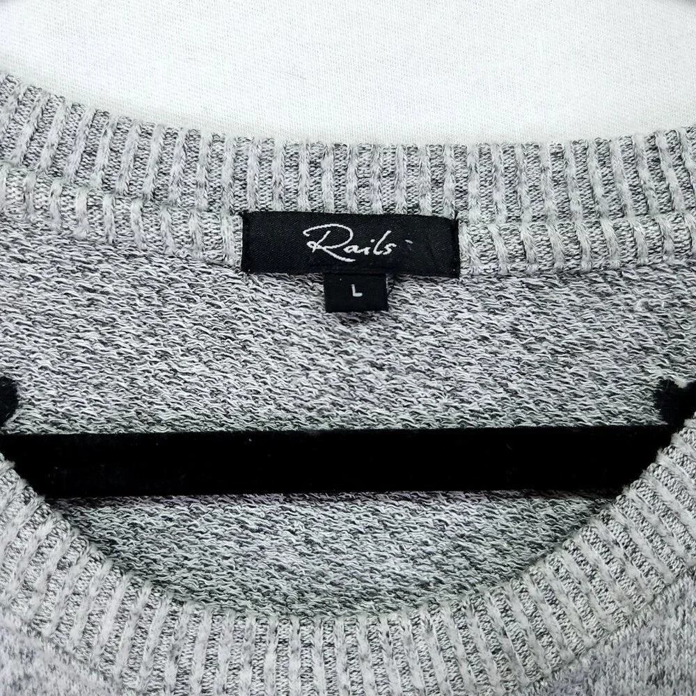 Rails Callahan Knit Sweater Size Large Melange Grey Black Hearts - Picture 6 of 12